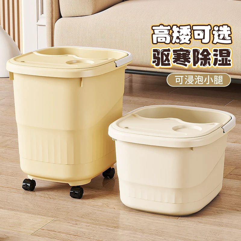 家用泡脚桶过小腿高深桶过膝加热洗脚桶养生足浴盆宿舍足浴桶带轮