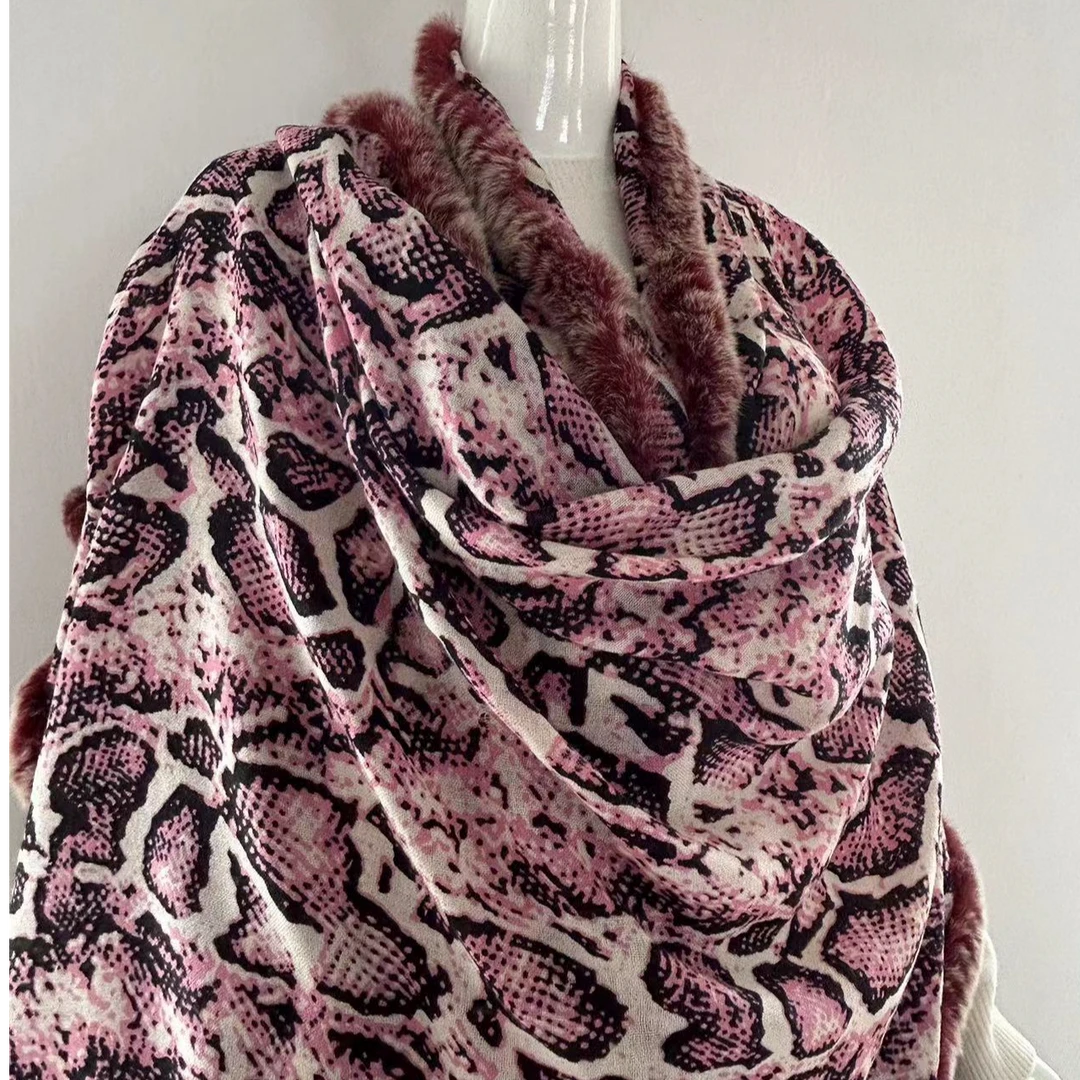 气质保暖高级优雅时尚简约百搭长款豹纹巴格秋冬围巾披肩