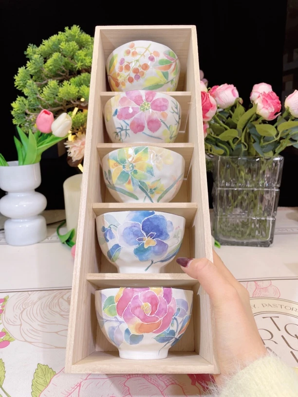 原装进口日本和蓝美浓烧陶瓷饭碗礼盒5件套日式高颜值家用分餐碗