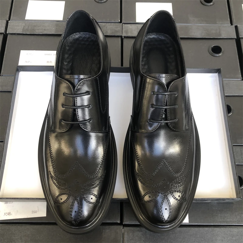 布洛克皮鞋男商务正装真皮透气西装工作通勤鞋男士皮鞋新郎结婚鞋