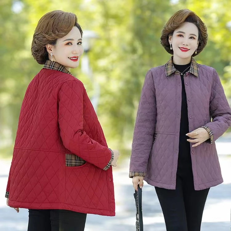 ·【100斤-220斤】2024秋冬时尚大码妈妈装中老年轻薄加厚保暖度外套