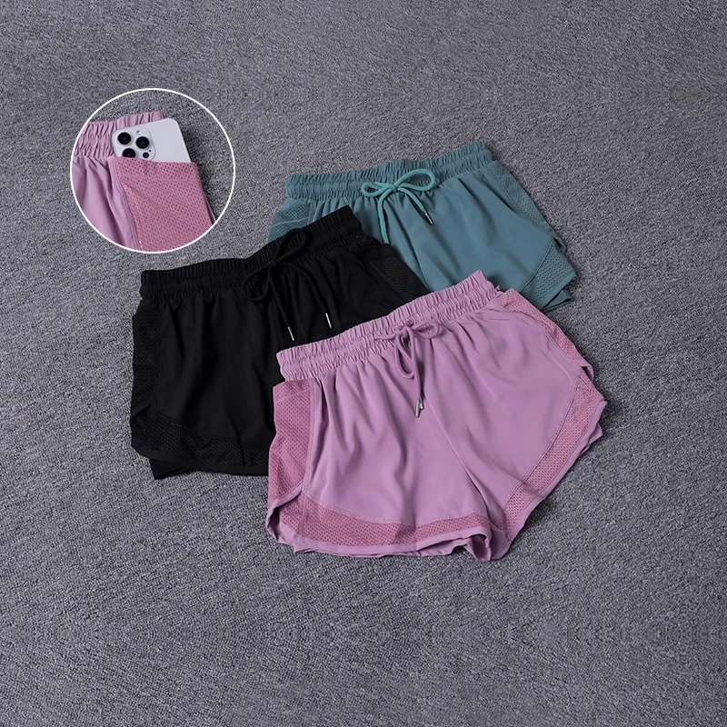 2024新款网纱式运动裤女速干瑜伽训练打底裤防走光跑步健身瑜伽裤