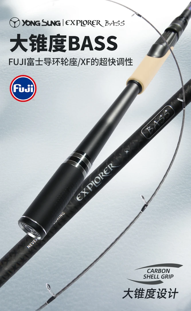 龙成大锥度BASS路亚竿快调鳜鱼鲈鱼1.93米1.98米2.08米两节虫竿