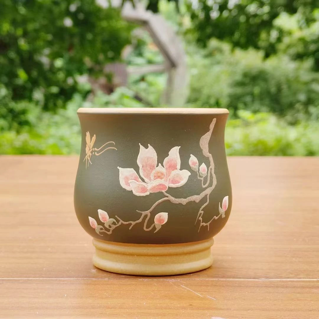 泥绘杯  主人紫砂杯  130cc左右