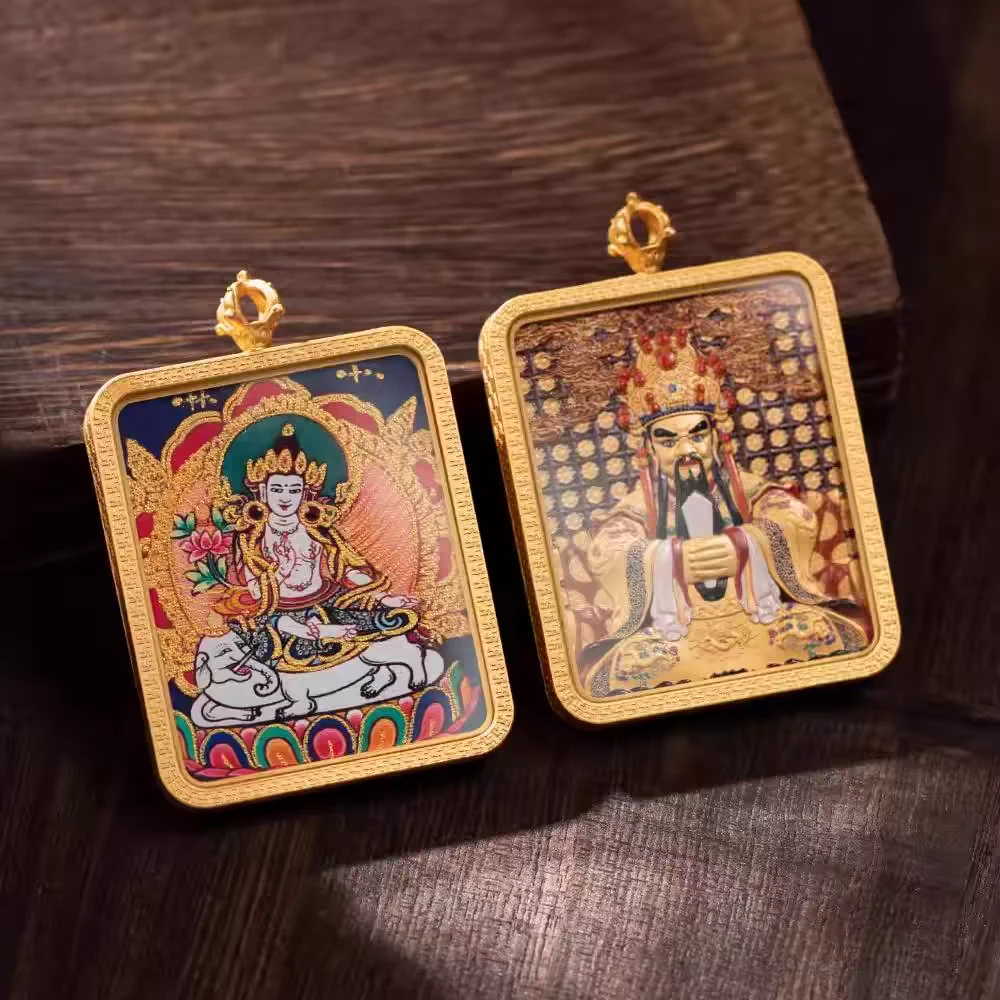 铜玻璃吊坠 双面五爷加生    肖唐   卡吊坠坠饰