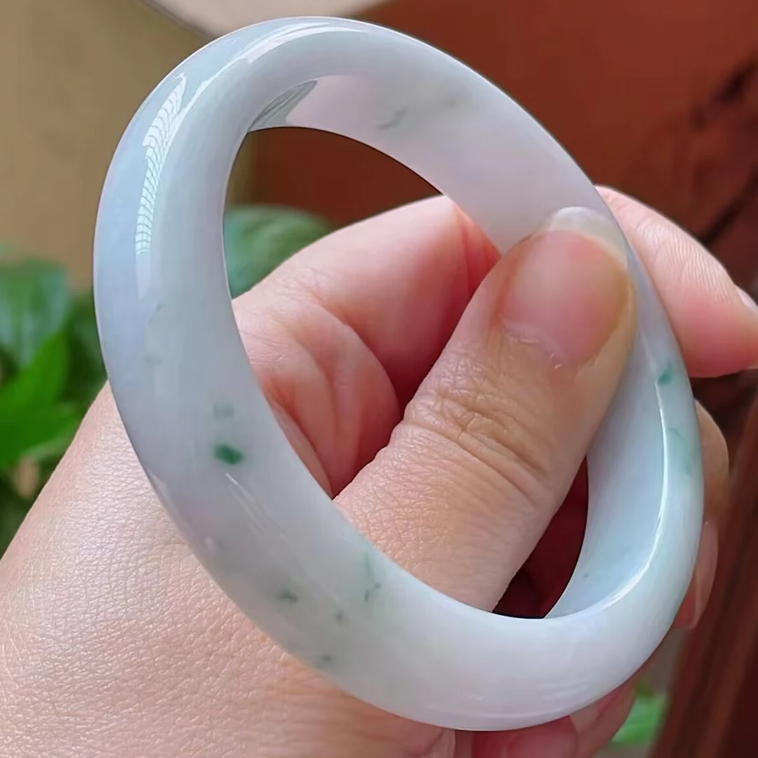 57圈好种飘花a货翡翠手镯M110366 女款女士冰透测量精美高冰