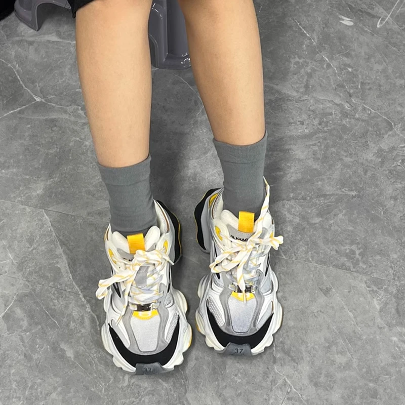 5XL老爹鞋男女款厚底增高做旧2025刘昊然同款情侣休闲运动鞋