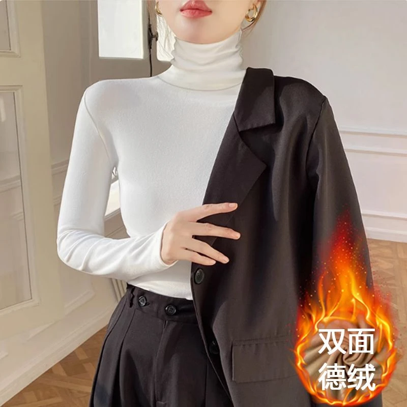 白色高领打底衫女冬季内搭2024新款韩版ins保暖洋气减龄长袖上衣