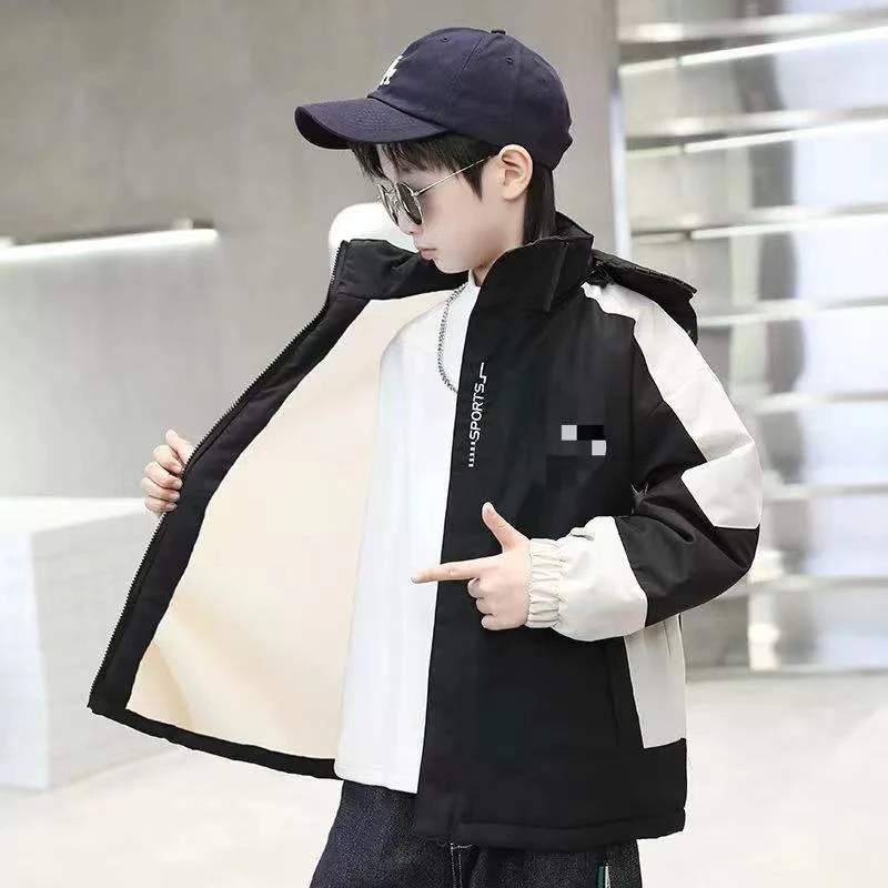 （LAOHE）MF-84034  儿童加棉加厚棉衣 洋气时尚加绒外套保暖菱形