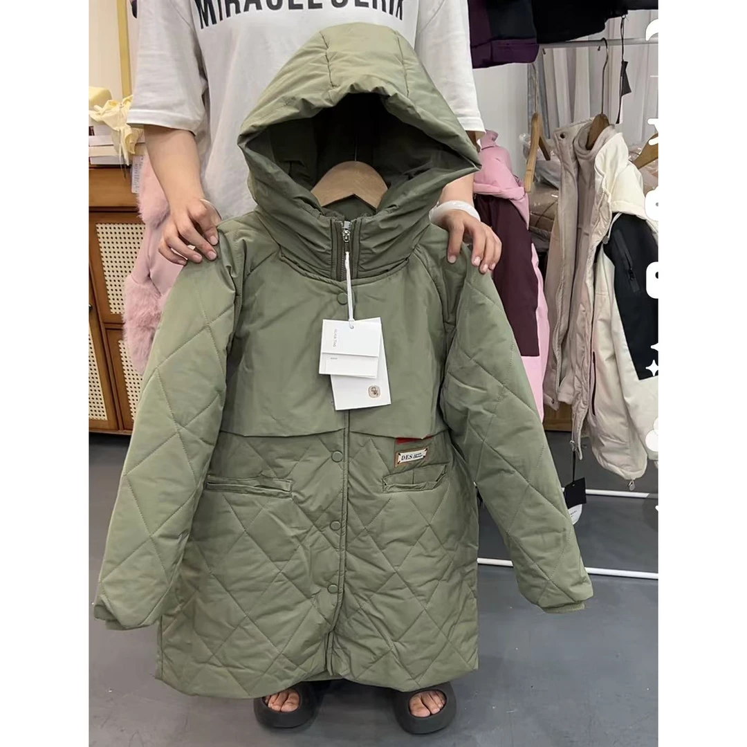 （LAOHE）  MF-6062  绿色  韩版时尚棉衣儿童长款时尚休闲中大童