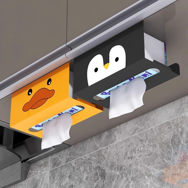 厨房纸巾架免打孔铁艺用纸架餐巾纸挂架橱柜门抽纸盒壁挂式家用