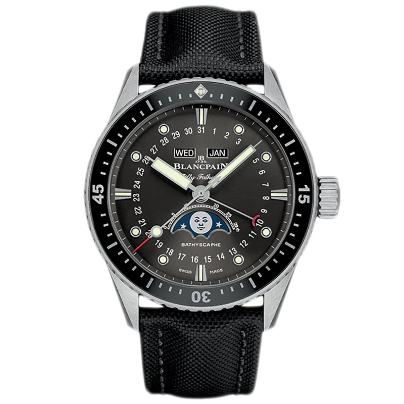 99新 Blancpain 宝珀五十噚月相/5054/43mm/潜水背透机械男款手表