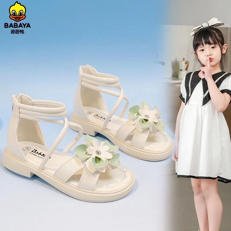 芭芭鸭童鞋儿童凉鞋女童鞋子公主风休闲鞋2024夏季新款女孩沙滩鞋