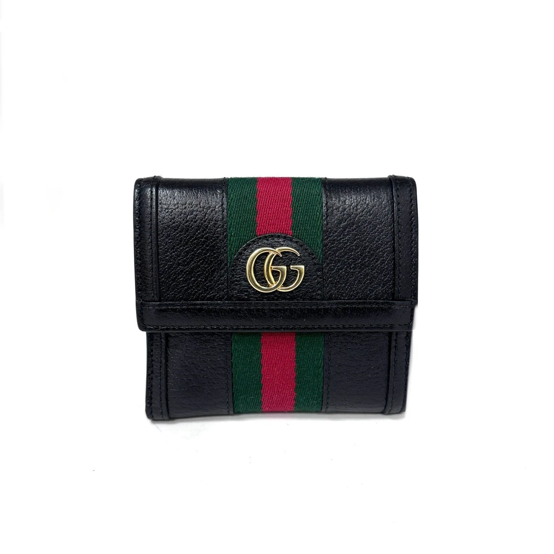 95新 GUCCI/古驰 黑色双G零钱包 尺寸12/11