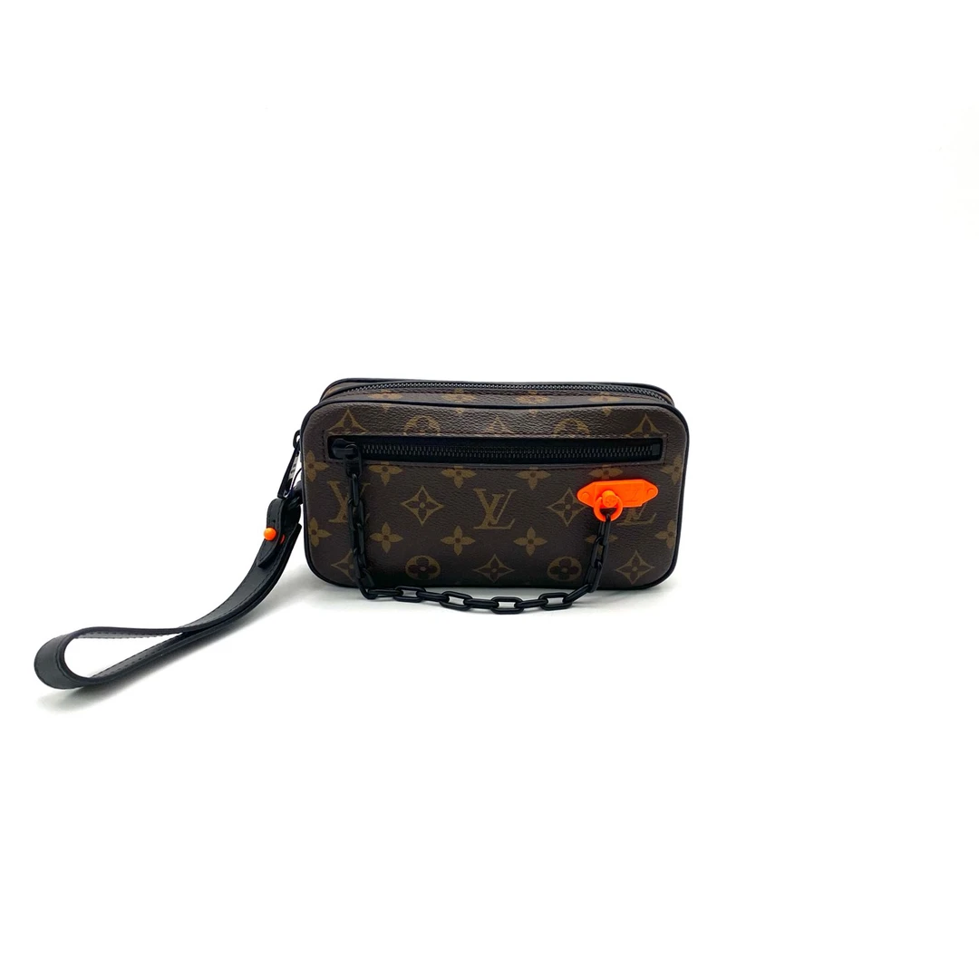 99新 LouisVuitton/路易威登 棕老花手拿包 尺寸21/12