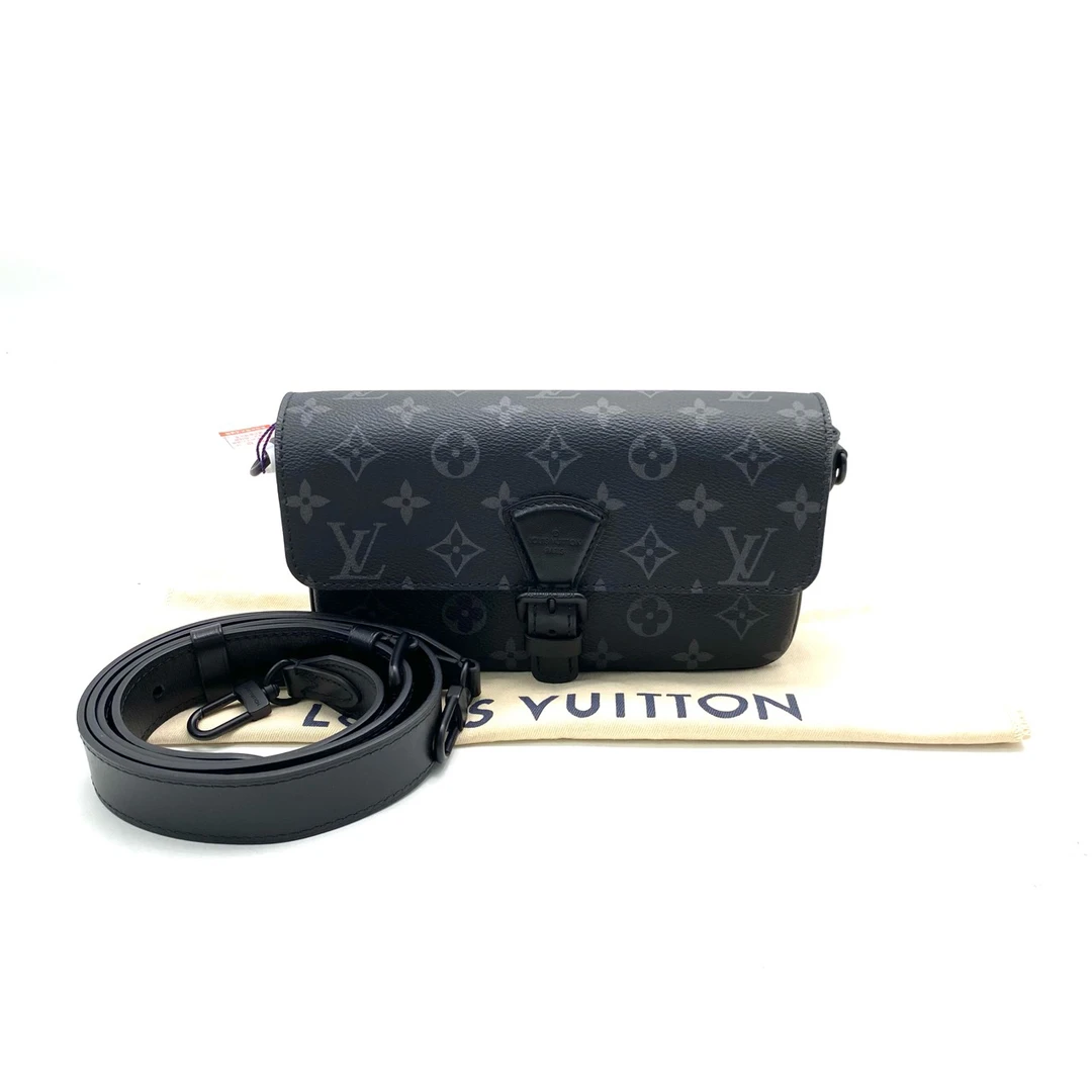 99新 LouisVuitton/路易威登 黑老花MONTSOURIS斜挎包 尺寸22/12