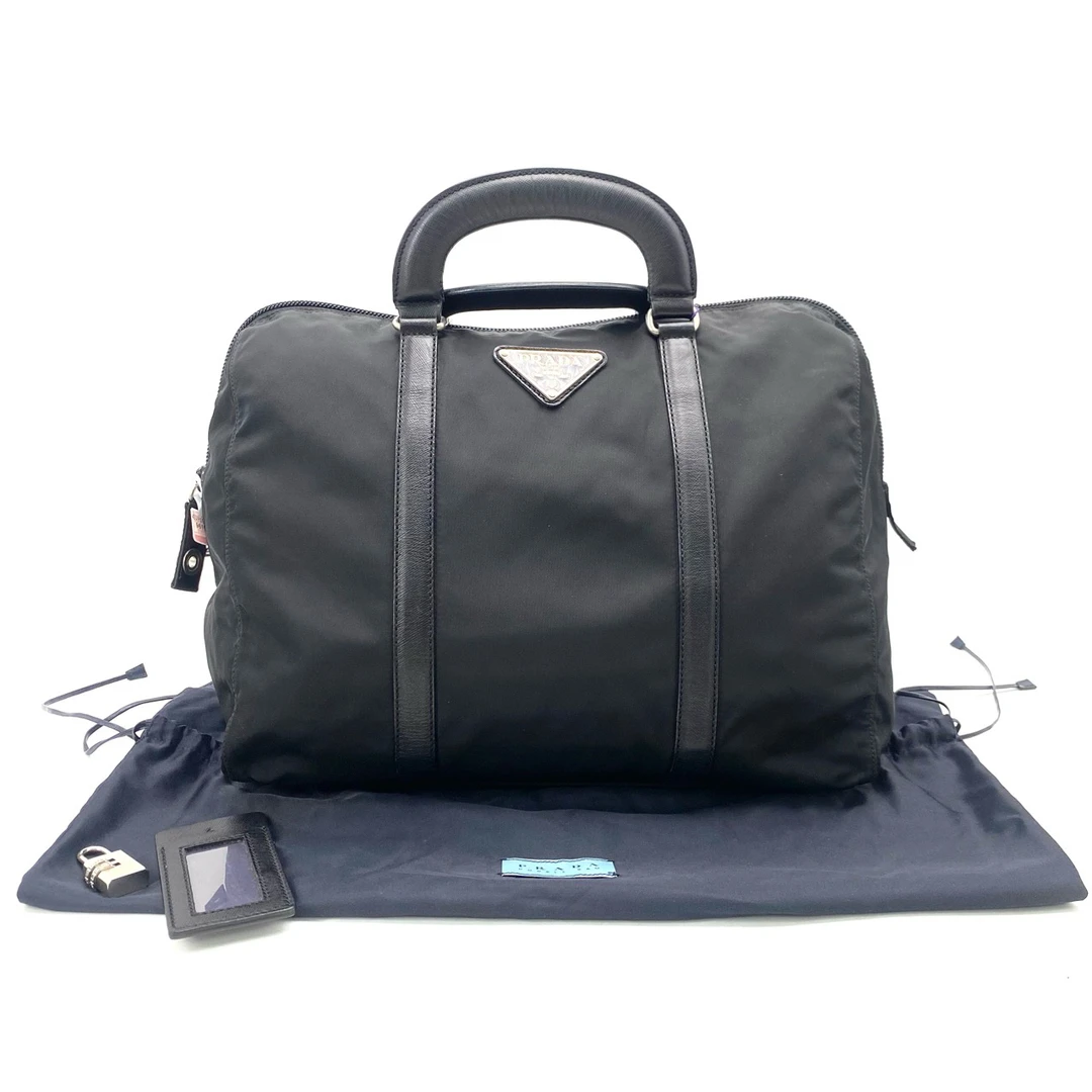 95新 Prada/普拉达 黑色尼龙手提公文包 尺寸34/27