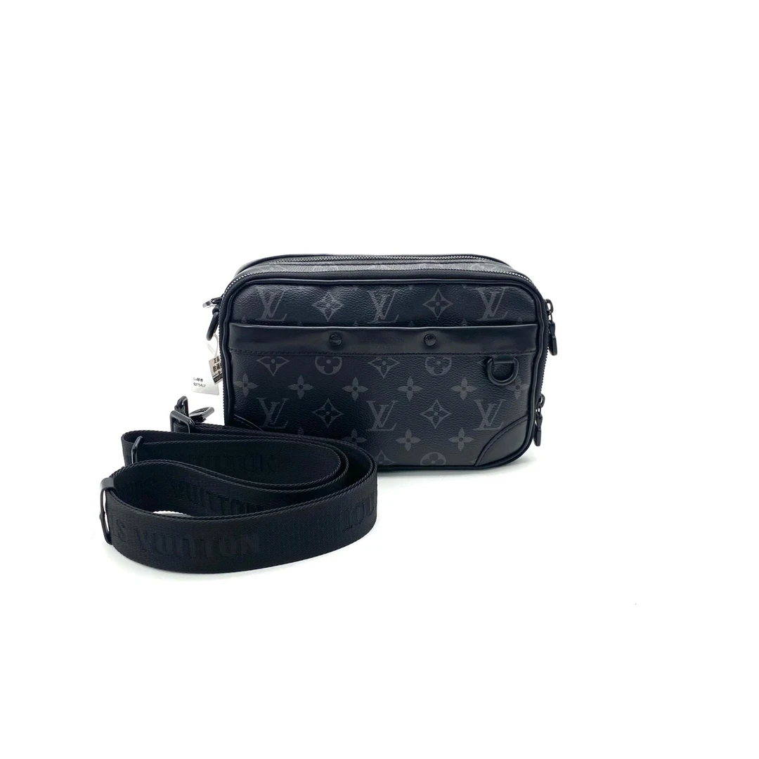 99新 LouisVuitton/路易威登 黑老花alpha邮差包 尺寸24/16