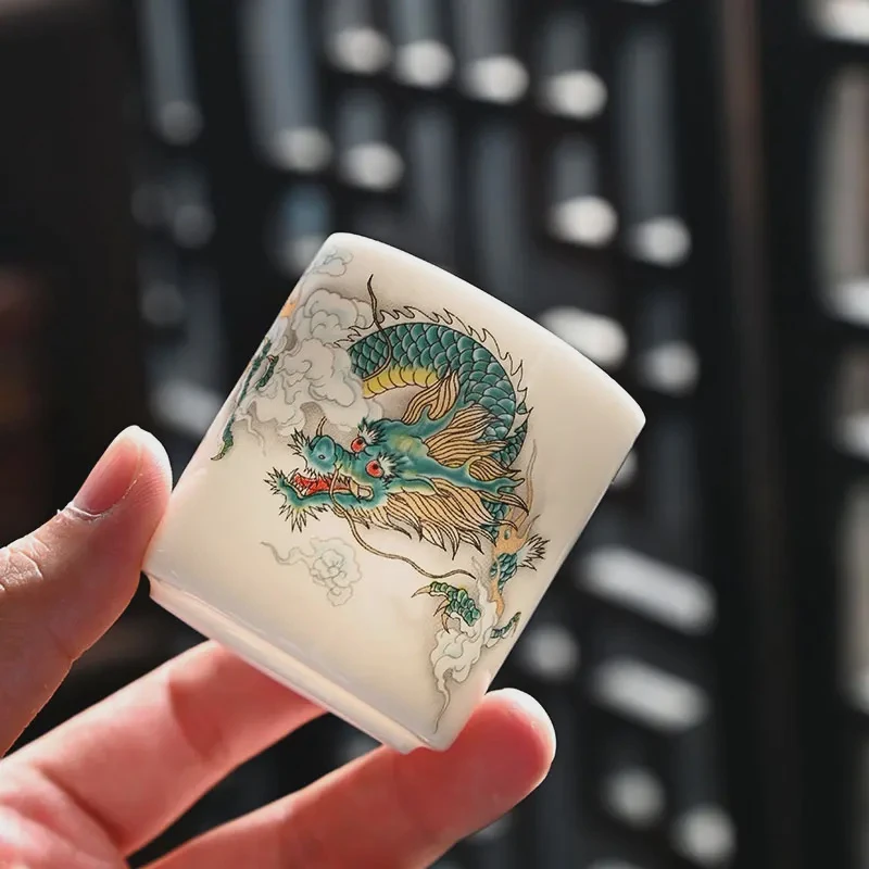 羊脂玉茶杯单杯茶具套装陶瓷品茗杯主人杯喝茶杯茶盏个人专用茶杯