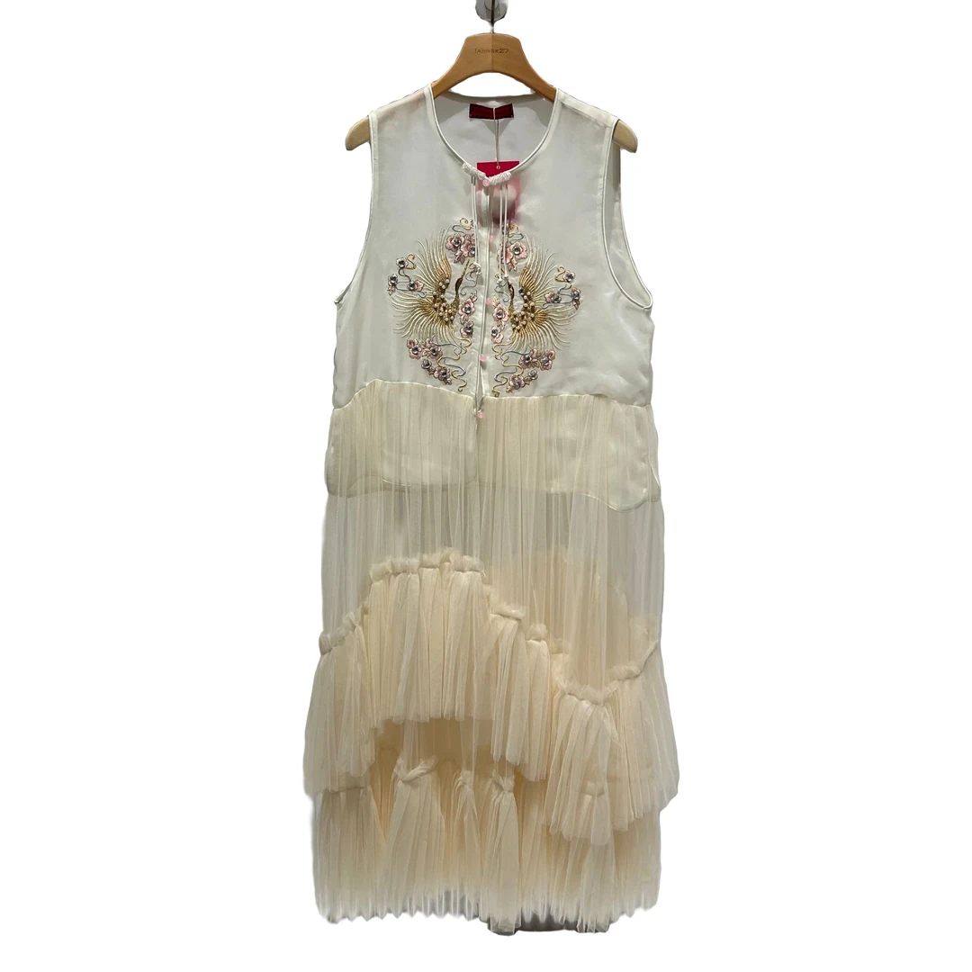 0012【高定系列】设计师新款拼接纱纱夏季短袖女装连衣裙