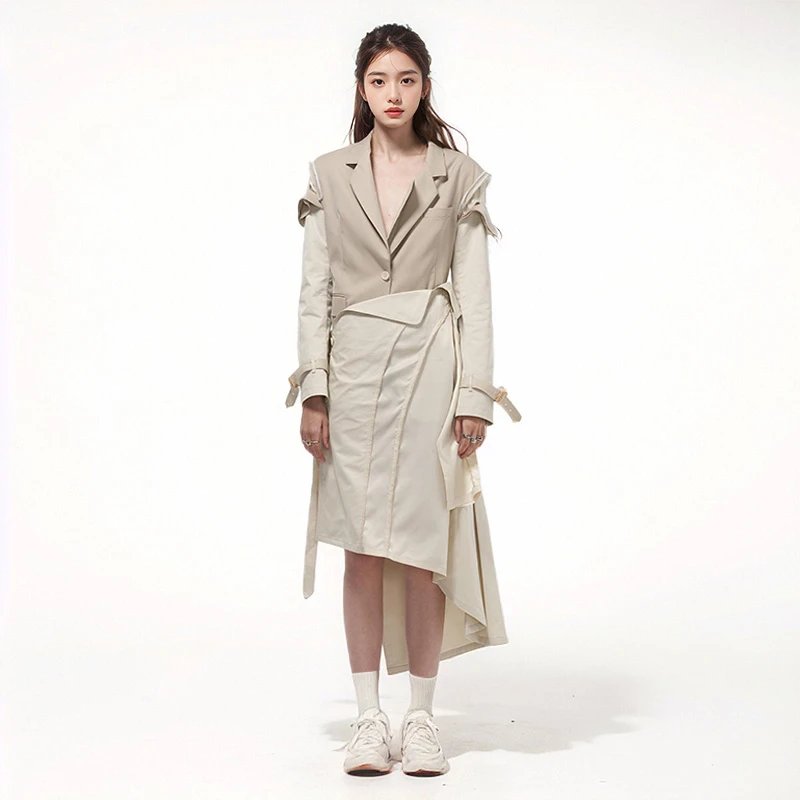 Linyi Li小众设计不撞款高级连衣裙加西装两件外套西服女风衣高级