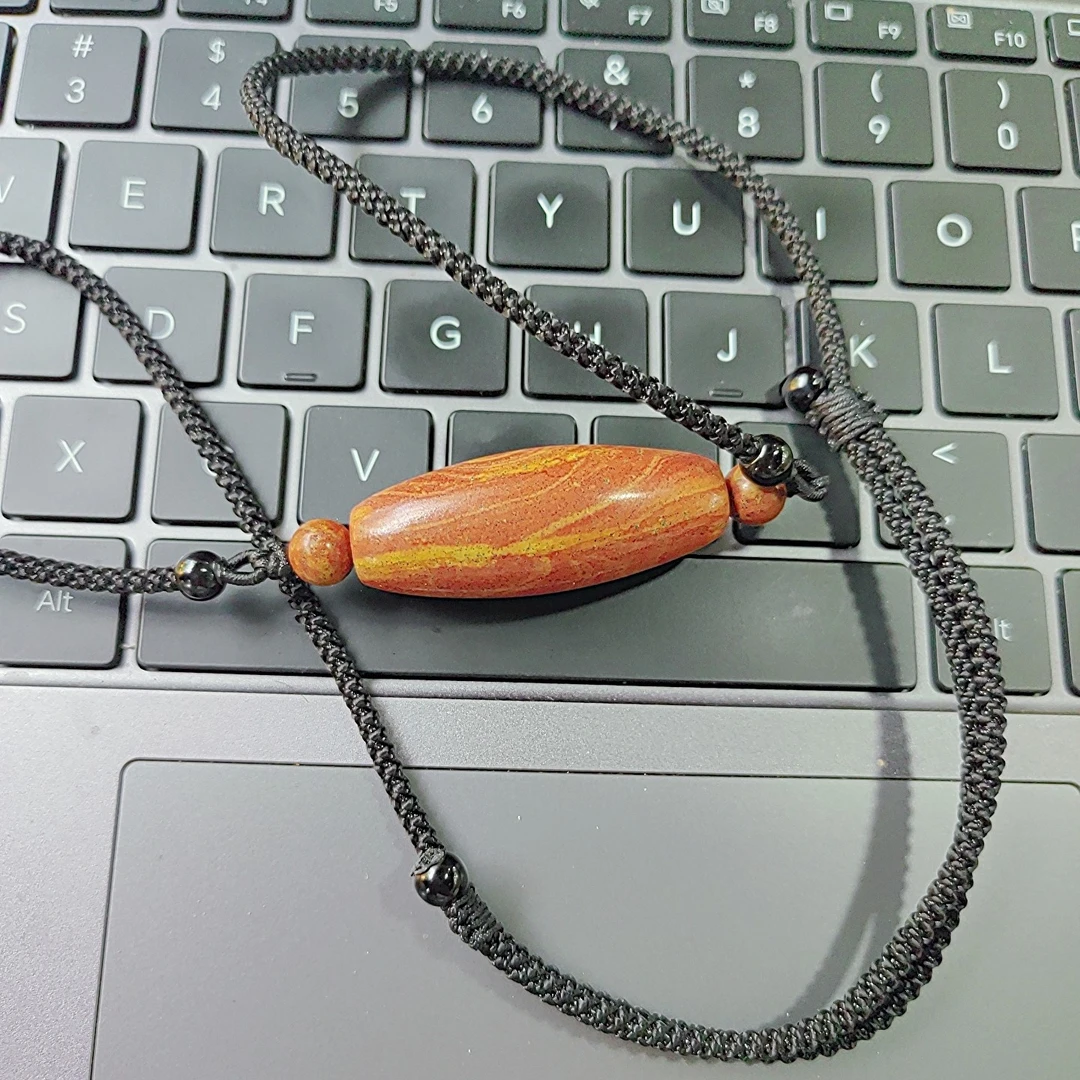 泗水砭石原石天竺简约黑绳