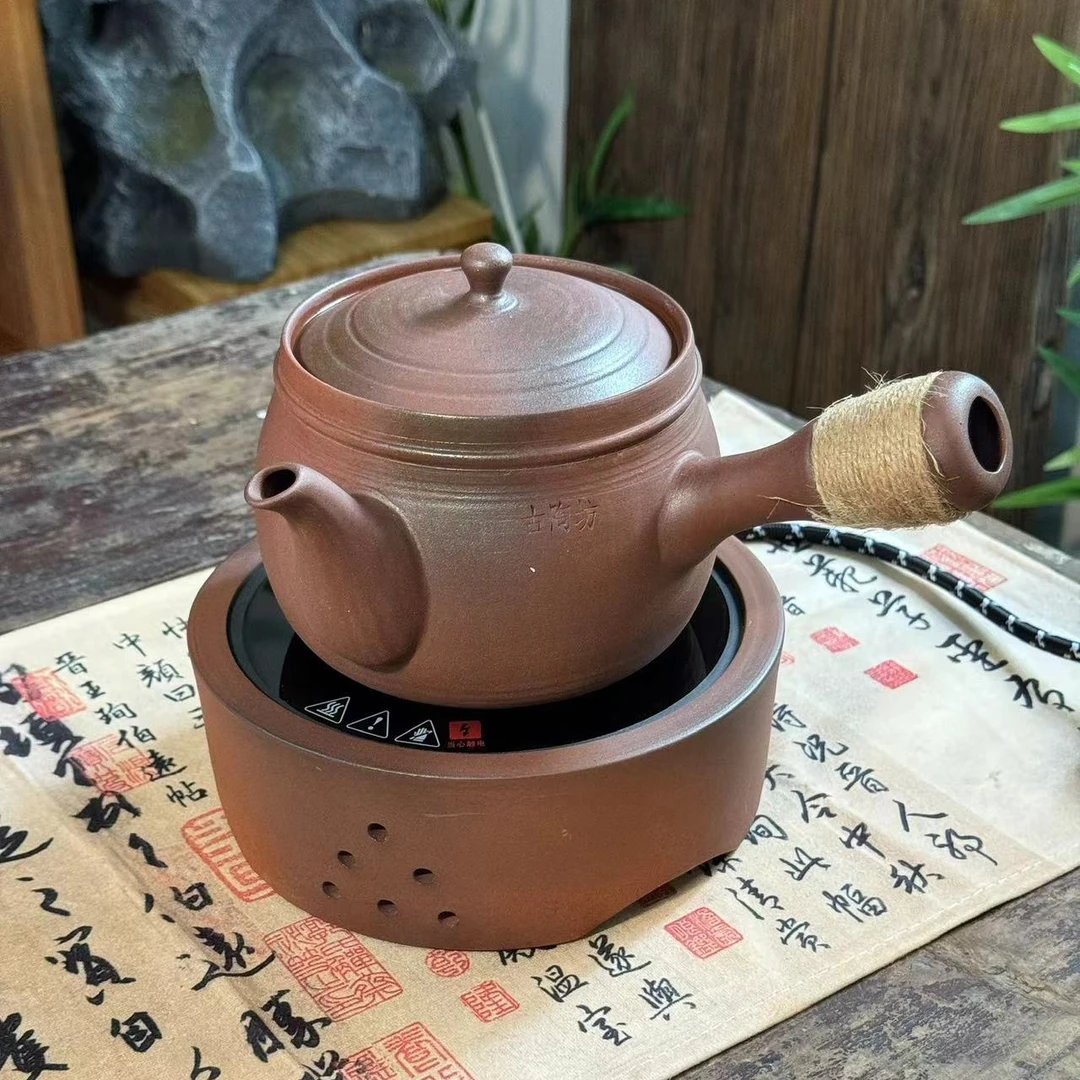老岩泥煮茶壶大容量陶壶煮白茶普洱粗陶烧水壶陶炉煮茶具