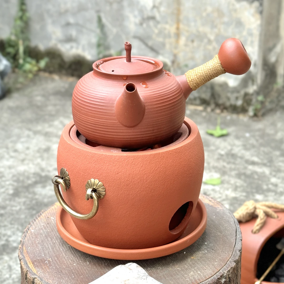 鼓炉炭炉搭配600ml朱泥砂铫壶煮水壶茶具