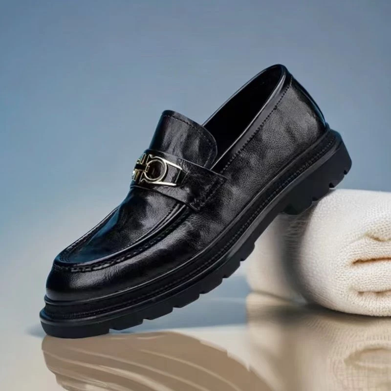 U7新款高端时尚商务男士皮鞋一脚蹬9898753休闲百搭软底男鞋舒适