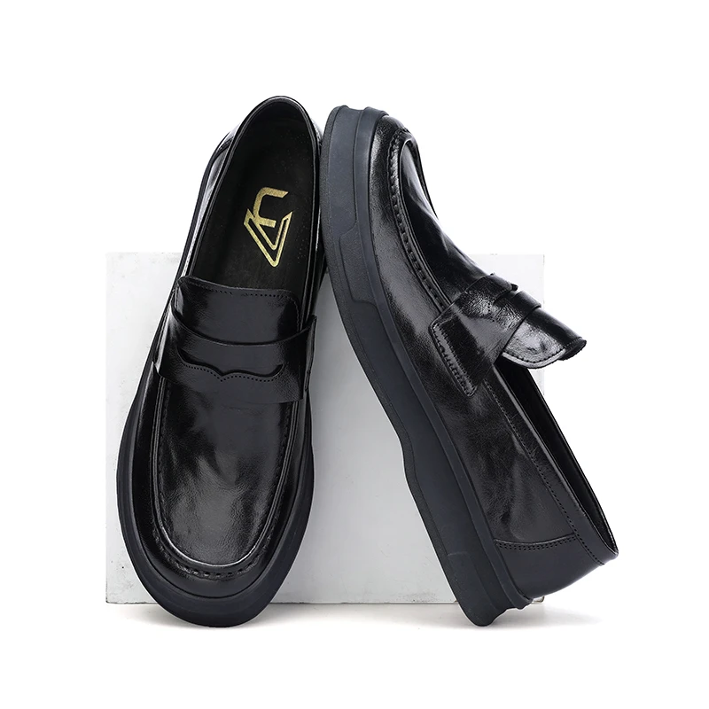 U7品牌男鞋2024年新款皮鞋男真皮时尚鞋2024059黑色