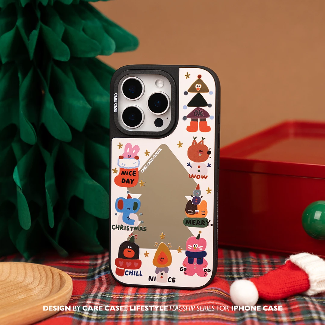 CARECASE 圣诞鎏金镜面手机壳 适用于苹果iPhone16 15 14 Pro Max