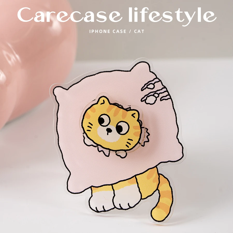 carecase宅家i人猫咪旋转手机壳支架 可粘贴支撑原创可爱气囊支架