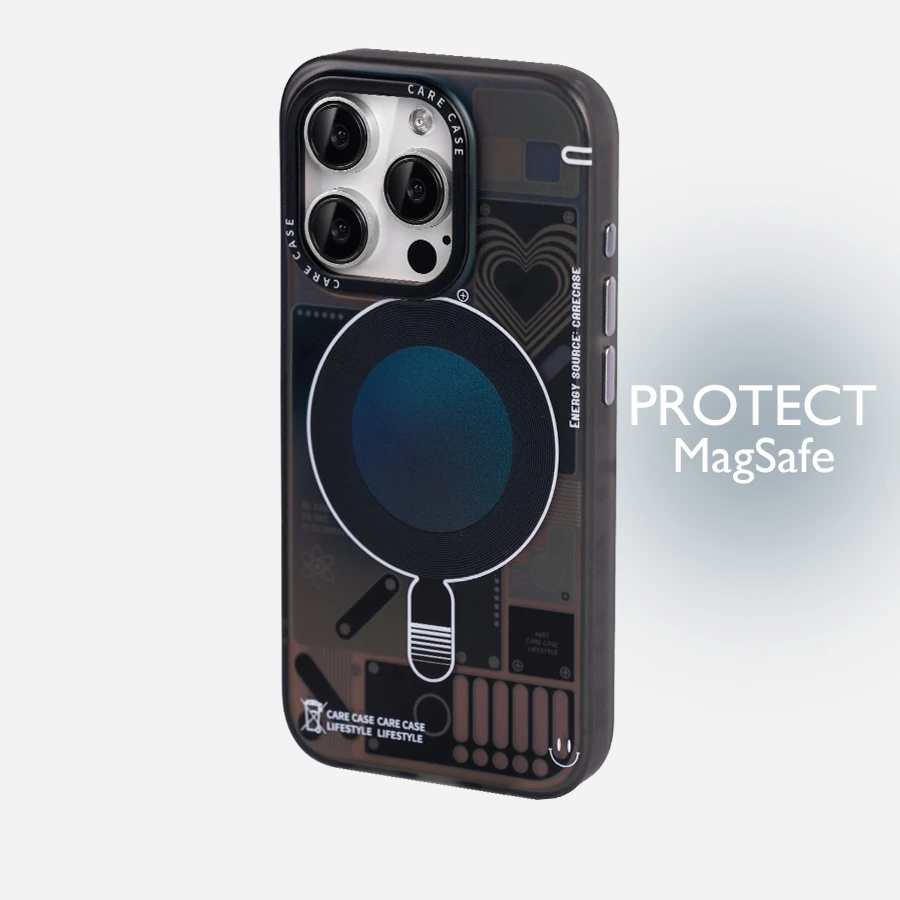 carecase【达人】黑色电路板磁吸手机壳 苹果iPhone15 14 13 ProMax