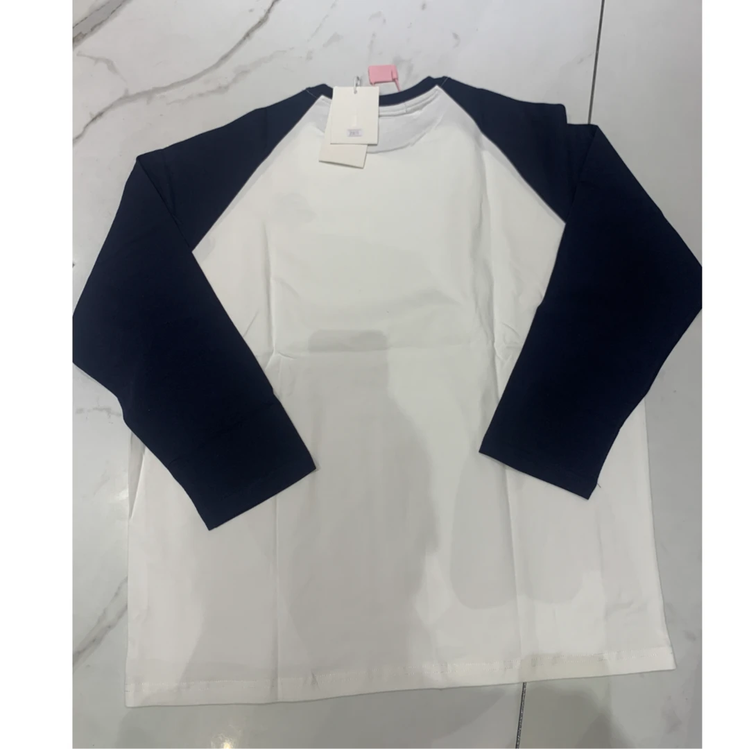 【20075】2025年春新款长袖t恤女装打底衫黑色长T潮牌