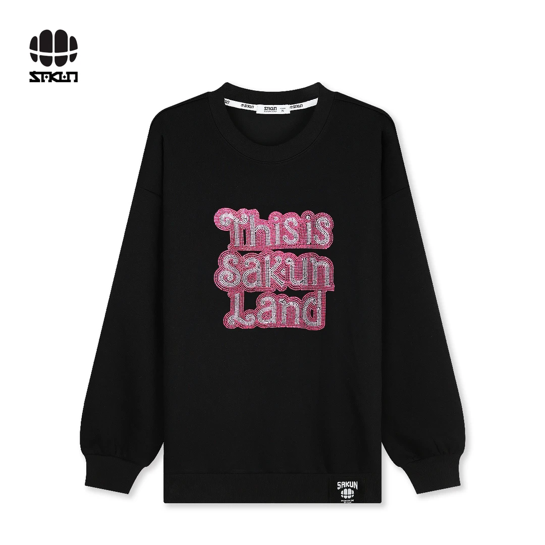 【欧若风】SAKUN潮牌烫钻圆领长袖卫衣3143-1414082