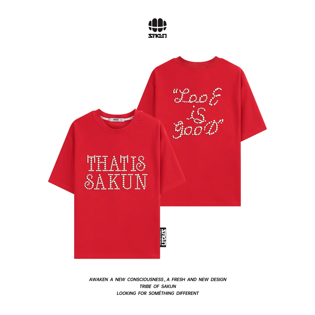 【李晨nic专属】SAKUN立体珍珠字母短袖圆领T恤3151-1224829