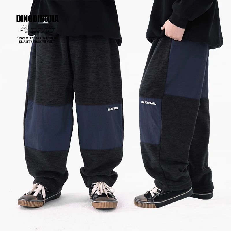 【现货】童装男孩冬季摇粒绒休闲裤加绒长裤儿童日系保暖裤子24427