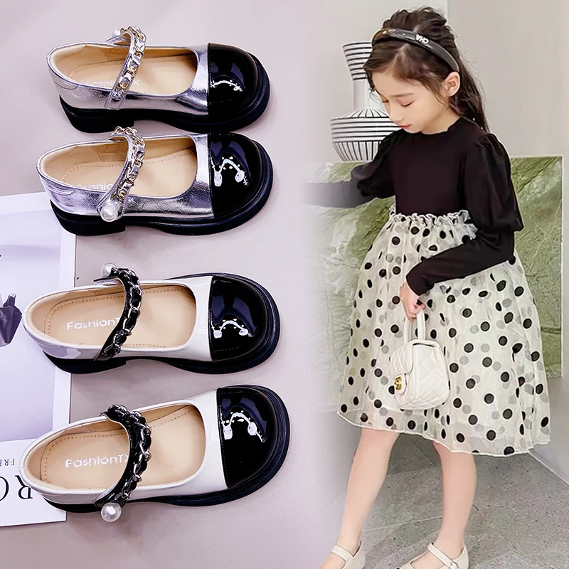 西瓜西8803女童小皮鞋童鞋2025春秋季新款黑色玛丽珍表演儿童单鞋