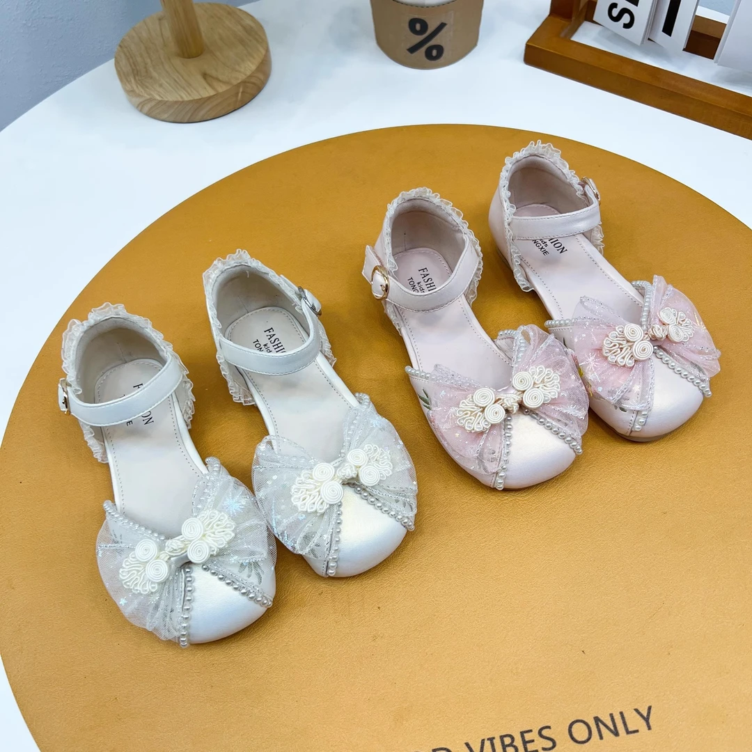 西瓜西1837水晶鞋2025新款春夏儿童爱莎公主半凉鞋女宝宝小皮鞋