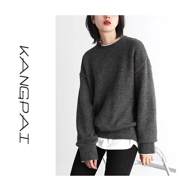 【惬意慵懒】柔软触感100%纯羊毛衫小众设计时尚休闲圆领毛衣打底女
