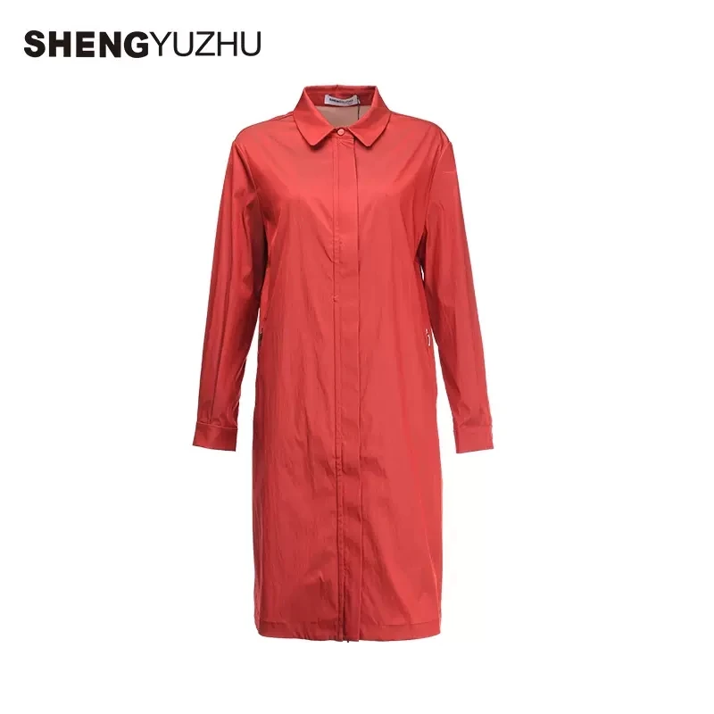 Shengyuzhu/声雨竹2024年春季新款外套女纯色商场同款中长款上衣