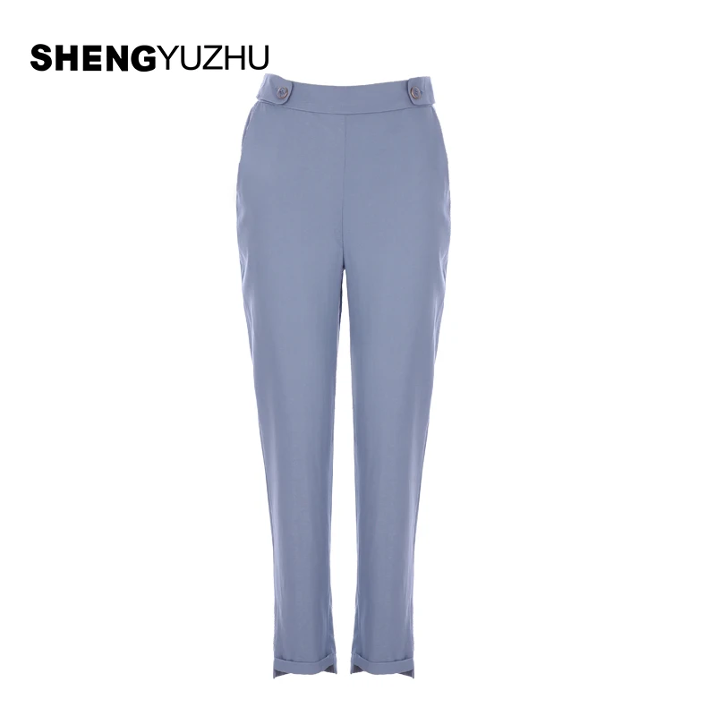 Shengyuzhu/声雨竹女士西装裤女款薄款显瘦休闲九分裤户外直筒
