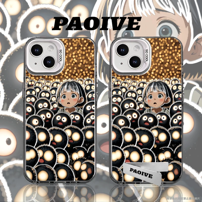 煤球堆的女孩适用创意小众苹果16华为一加op小米手机防摔壳Paoive