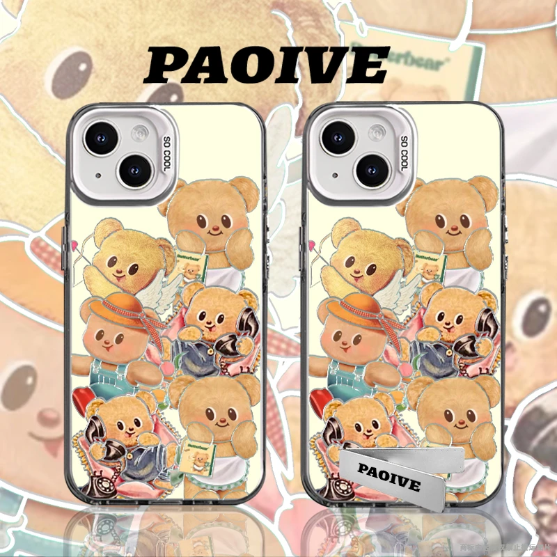 黄油小熊叠叠适用创意小众苹果16华为一加op小米手机防摔壳Paoive