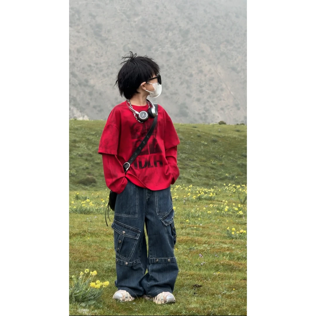 现货THE LUHAN【伦敦古着店】百搭春秋美式中大童时尚长袖卫衣24352