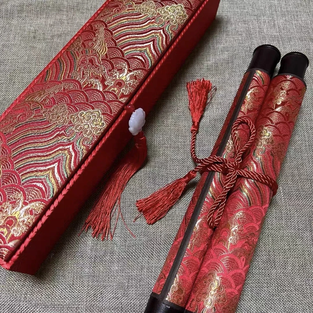 品S166：锦盒装66x26蜡染鎏金空白婚书手卷