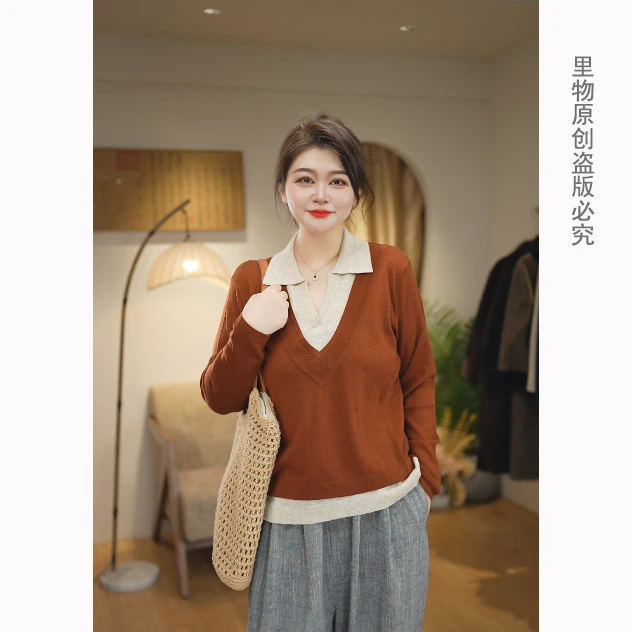 liwu/里物出品99611# 秋冬洋气打底衫长袖女士内搭衬衫假两件上衣