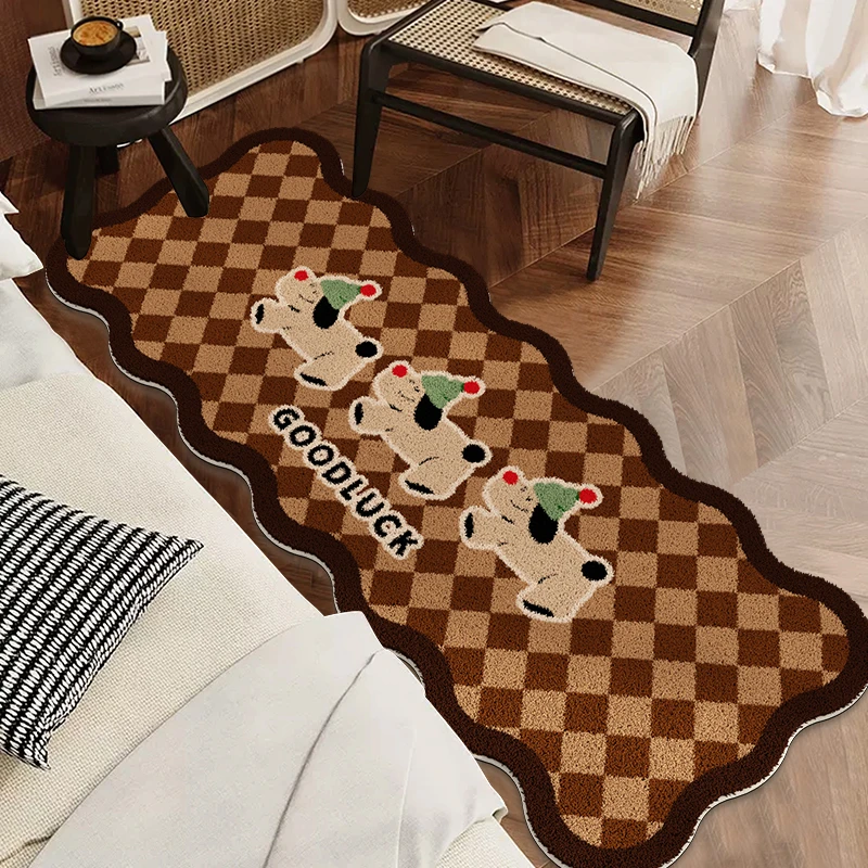 卡通床边毯卧室床前长条毛绒加厚脚垫子家用高级感防滑地垫飘窗垫