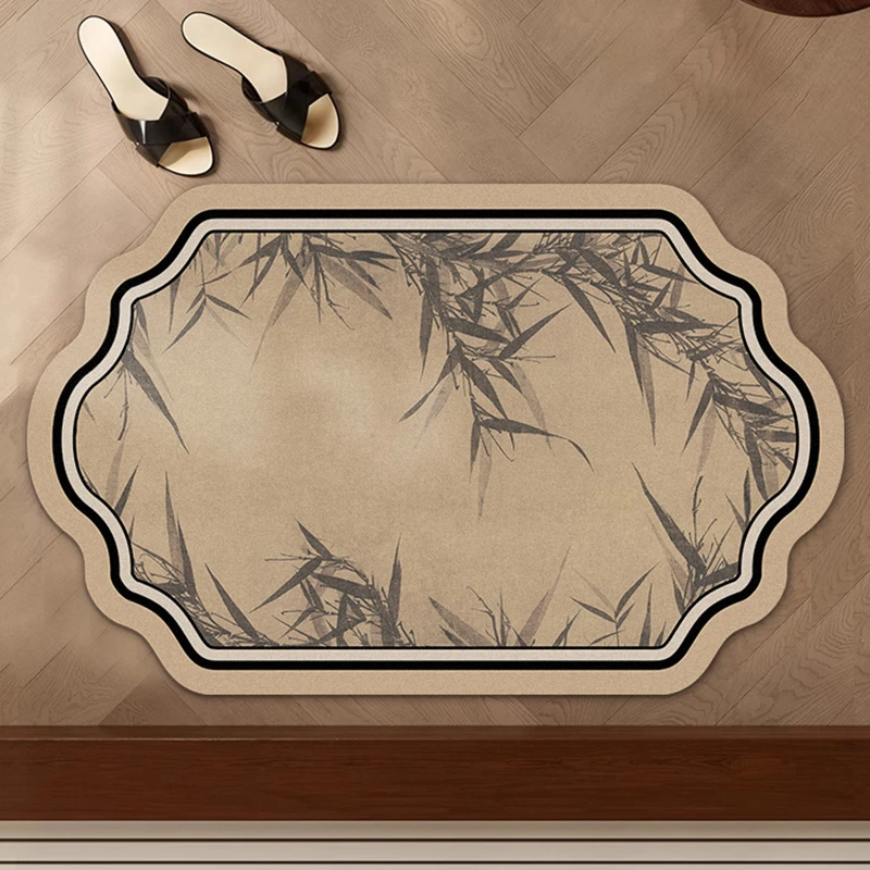 新中式浴室吸水地垫软硅藻泥防滑脚垫家用卫生间厕所门口速干垫子