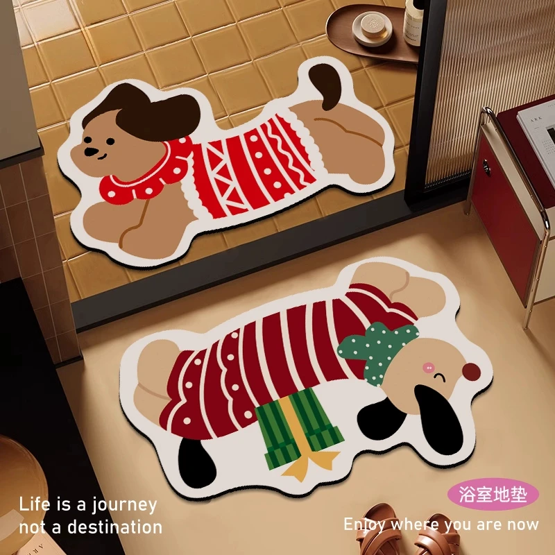 卡通浴室吸水地垫家用硅藻泥速干卫生间脚垫厕所卫浴门口防滑地毯